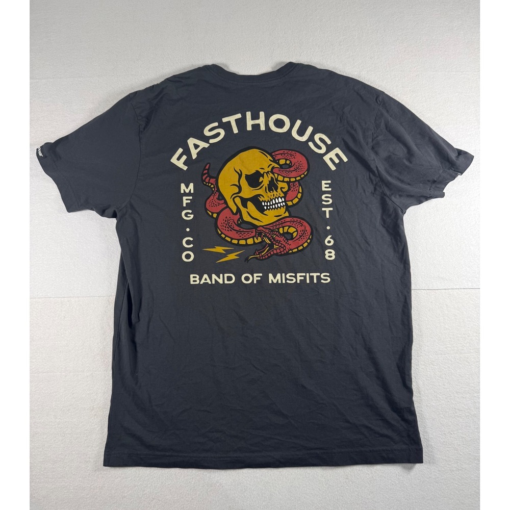 Fasthouse Band of Misfits Skull Snake Graphic T-Shirt Gray Mens XL